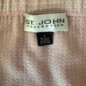 St John Santana Knit Blush Pink Metallic Pencil Skirt Size 8 Classic